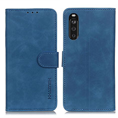Leather Case Stands Flip Cover Holder K09Z for Sony Xperia 10 III SO-52B Blue