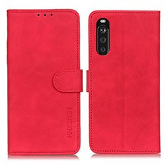 Leather Case Stands Flip Cover Holder K09Z for Sony Xperia 10 III SO-52B Red