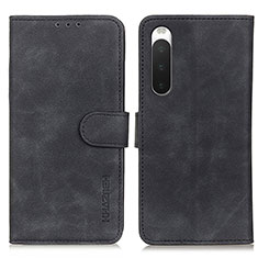 Leather Case Stands Flip Cover Holder K09Z for Sony Xperia 10 IV Black