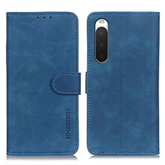 Leather Case Stands Flip Cover Holder K09Z for Sony Xperia 10 IV Blue