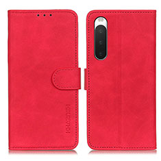 Leather Case Stands Flip Cover Holder K09Z for Sony Xperia 10 IV Red