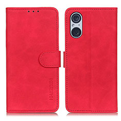 Leather Case Stands Flip Cover Holder K09Z for Sony Xperia 5 V Red