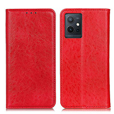 Leather Case Stands Flip Cover Holder K09Z for Vivo T1 5G India Red