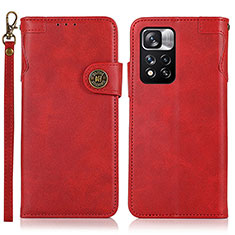 Leather Case Stands Flip Cover Holder K09Z for Xiaomi Mi 11i 5G (2022) Red