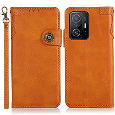 Leather Case Stands Flip Cover Holder K09Z for Xiaomi Mi 11T 5G Brown