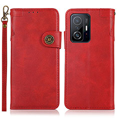 Leather Case Stands Flip Cover Holder K09Z for Xiaomi Mi 11T Pro 5G Red