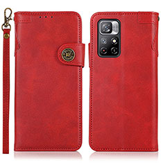 Leather Case Stands Flip Cover Holder K09Z for Xiaomi Poco M4 Pro 5G Red