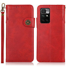Leather Case Stands Flip Cover Holder K09Z for Xiaomi Redmi 10 4G Red