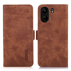 Leather Case Stands Flip Cover Holder K09Z for Xiaomi Redmi 13C Brown