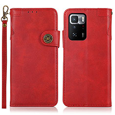 Leather Case Stands Flip Cover Holder K09Z for Xiaomi Redmi Note 10 Pro 5G Red