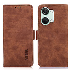 Leather Case Stands Flip Cover Holder K10Z for OnePlus Ace 2V 5G Brown