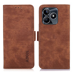 Leather Case Stands Flip Cover Holder K10Z for Realme Narzo N53 Brown