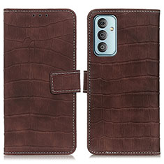 Leather Case Stands Flip Cover Holder KZ07 for Samsung Galaxy M23 5G Brown