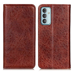 Leather Case Stands Flip Cover Holder KZ1 for Samsung Galaxy M23 5G Brown