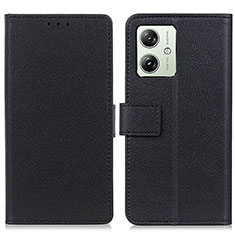 Leather Case Stands Flip Cover Holder KZ2 for Motorola Moto G54 5G Black