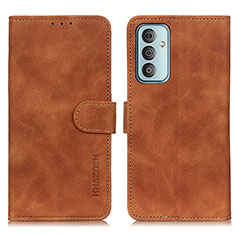 Leather Case Stands Flip Cover Holder KZ3 for Samsung Galaxy M23 5G Brown