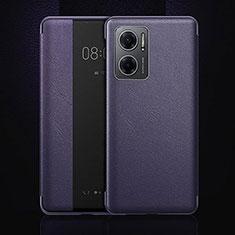 Leather Case Stands Flip Cover Holder L01 for Oppo A57 5G Purple