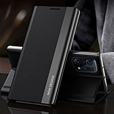 Leather Case Stands Flip Cover Holder L01 for Oppo Find X5 Pro 5G Black