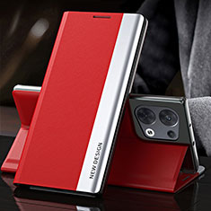 Leather Case Stands Flip Cover Holder L01 for Oppo Reno8 Pro+ Plus 5G Red