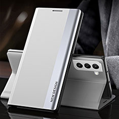 Leather Case Stands Flip Cover Holder L01 for Samsung Galaxy S23 Plus 5G White