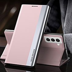 Leather Case Stands Flip Cover Holder L01 for Samsung Galaxy S24 Plus 5G Pink