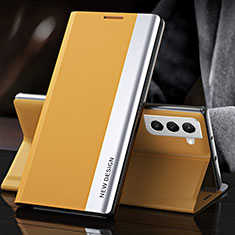 Leather Case Stands Flip Cover Holder L01 for Samsung Galaxy S24 Plus 5G Yellow