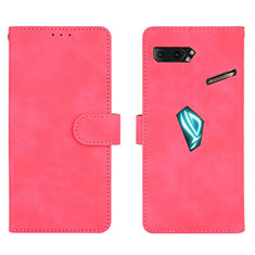 Leather Case Stands Flip Cover Holder L01Z for Asus ROG Phone II ZS660KL Hot Pink