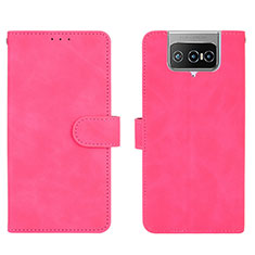 Leather Case Stands Flip Cover Holder L01Z for Asus Zenfone 7 Pro ZS671KS Hot Pink