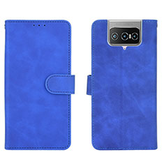 Leather Case Stands Flip Cover Holder L01Z for Asus ZenFone 8 Flip ZS672KS Blue