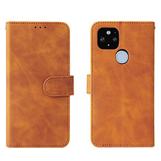 Leather Case Stands Flip Cover Holder L01Z for Google Pixel 5a 5G Brown