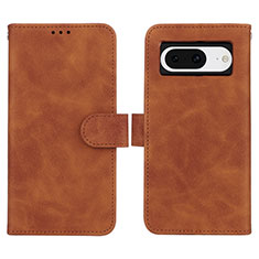 Leather Case Stands Flip Cover Holder L01Z for Google Pixel 8 5G Brown
