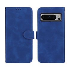 Leather Case Stands Flip Cover Holder L01Z for Google Pixel 8 Pro 5G Blue