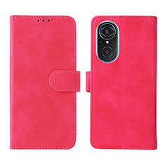 Leather Case Stands Flip Cover Holder L01Z for Huawei Honor 50 SE 5G Hot Pink