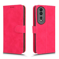 Leather Case Stands Flip Cover Holder L01Z for Huawei Honor 80 Pro Flat 5G Hot Pink