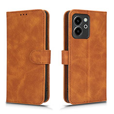 Leather Case Stands Flip Cover Holder L01Z for Huawei Honor 80 SE 5G Brown