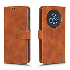 Leather Case Stands Flip Cover Holder L01Z for Huawei Honor Magic5 5G Brown