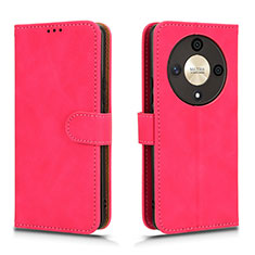 Leather Case Stands Flip Cover Holder L01Z for Huawei Honor Magic6 Lite 5G Hot Pink