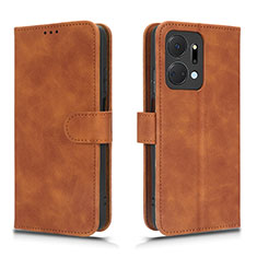 Leather Case Stands Flip Cover Holder L01Z for Huawei Honor X7a Brown