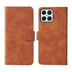 Leather Case Stands Flip Cover Holder L01Z for Huawei Honor X8 4G Brown