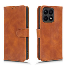 Leather Case Stands Flip Cover Holder L01Z for Huawei Honor X8a 4G Brown