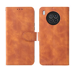 Leather Case Stands Flip Cover Holder L01Z for Huawei Nova 8i Brown