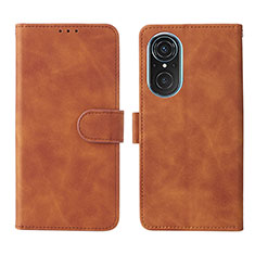 Leather Case Stands Flip Cover Holder L01Z for Huawei Nova 9 SE Brown