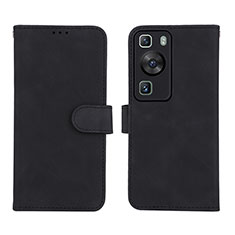 Leather Case Stands Flip Cover Holder L01Z for Huawei P60 Black