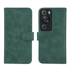 Leather Case Stands Flip Cover Holder L01Z for Huawei P60 Pro Green