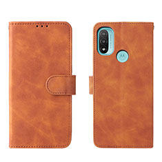 Leather Case Stands Flip Cover Holder L01Z for Motorola Moto E20 Brown