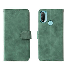 Leather Case Stands Flip Cover Holder L01Z for Motorola Moto E20 Green