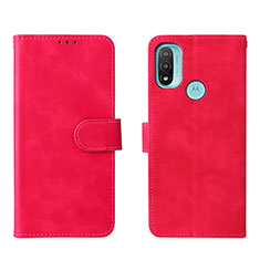 Leather Case Stands Flip Cover Holder L01Z for Motorola Moto E20 Hot Pink