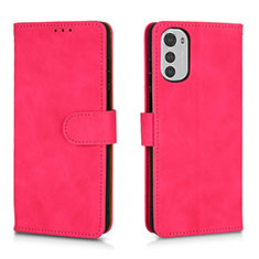 Leather Case Stands Flip Cover Holder L01Z for Motorola Moto E32s Hot Pink