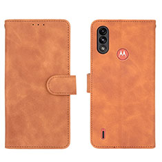 Leather Case Stands Flip Cover Holder L01Z for Motorola Moto E7 Power Brown