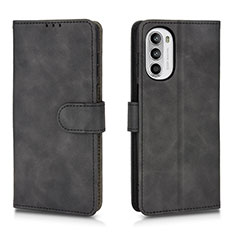 Leather Case Stands Flip Cover Holder L01Z for Motorola Moto Edge (2022) 5G Black